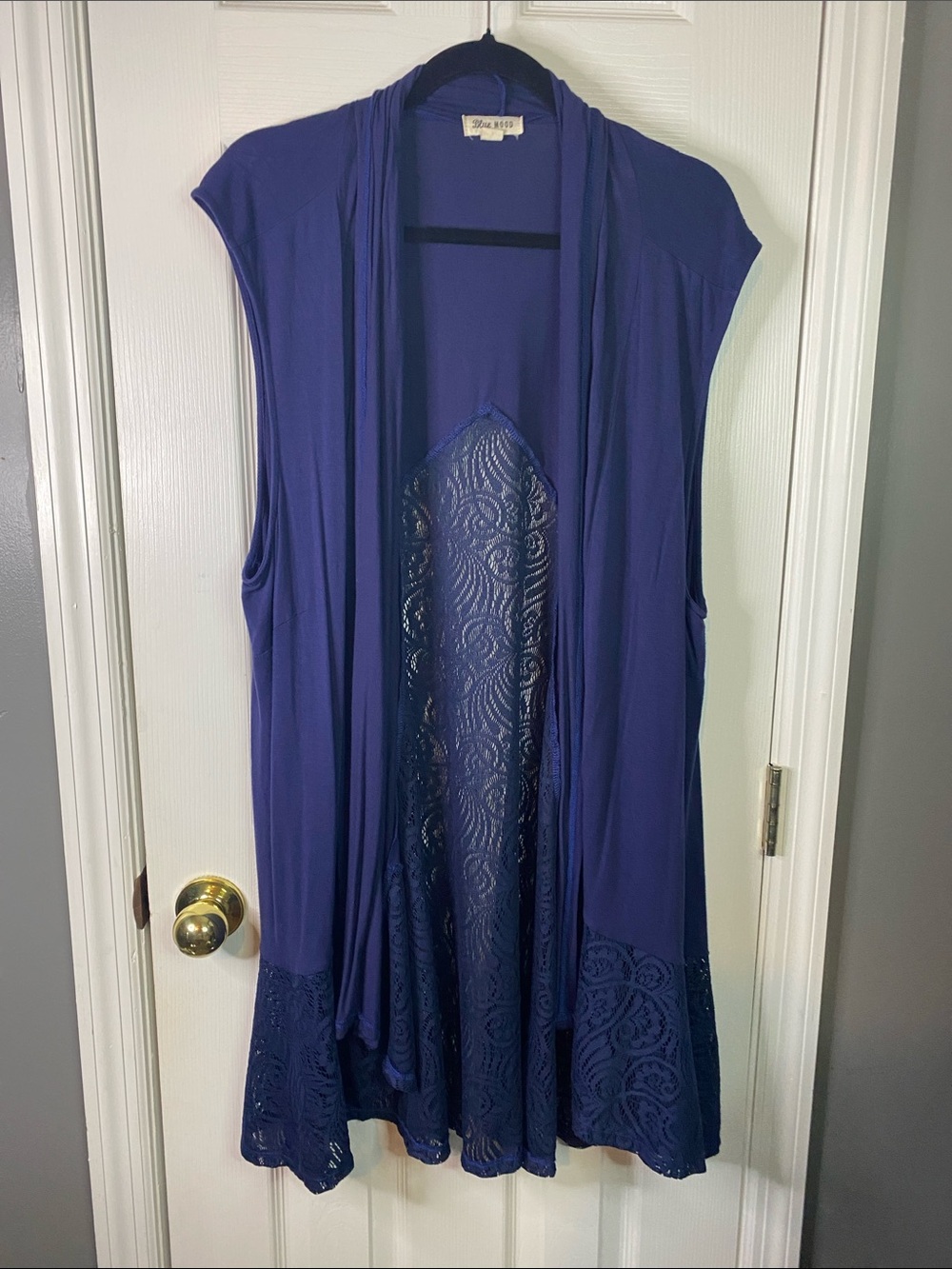 Blue Mood Size 3X Soft Open Cardigan With Lace In Back .